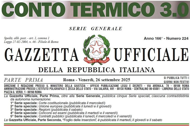 conto termico 3.0, decreto del 7 agosto 2025 pubblicato in gazzetta ufficiale